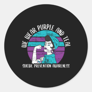 Wear Purple And Teal - Suicide Prevention Awarenes Classic Round Sticker