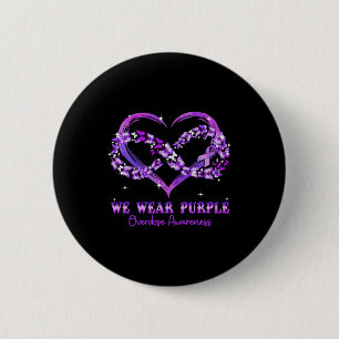 Wear Purple Butterfly Heart Overdose Awareness  6 Cm Round Badge