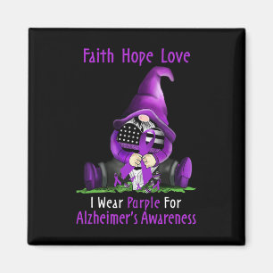 Wear Purple For Alzheimerheimer Awareness Gnome Fa Magnet