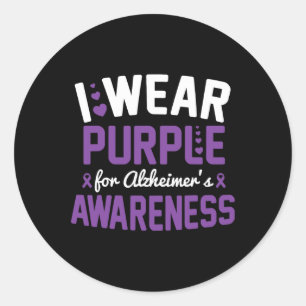 Wear Purple For Alzheimerheimer's Awareness Dement Classic Round Sticker