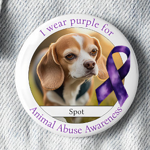 Wear Purple for Animal Abuse Awareness Photo 6 Cm Round Badge