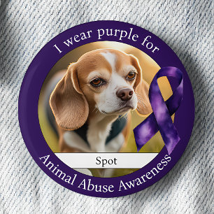 Wear Purple for Animal Abuse Awareness Photo 6 Cm Round Badge