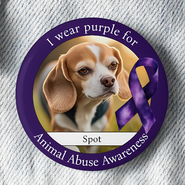 Wear Purple for Animal Abuse Awareness Photo 6 Cm Round Badge (Creator Uploaded)