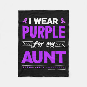 Wear purple for aunt alzheimer's awareness ribbon fleece blanket