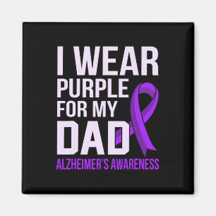 Wear Purple For Dad Alzheimer's Awareness Ribbon G Magnet