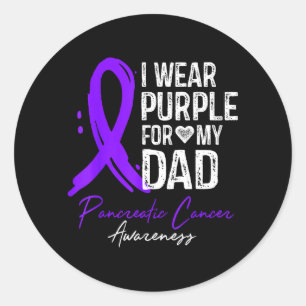 Wear Purple for Dad Shirt Pancreatic Cancer Classic Round Sticker