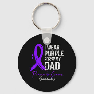 Wear Purple for Dad Shirt Pancreatic Cancer Key Ring