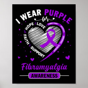Wear Purple For Fibromyalgia Awareness Ribbon 1  Poster