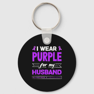 Wear purple for husband alzheimer's awareness key ring