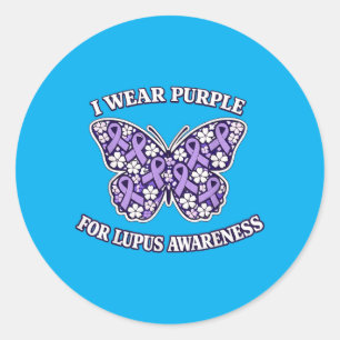 Wear Purple For Lupus Awareness Butterfly Warrior Classic Round Sticker