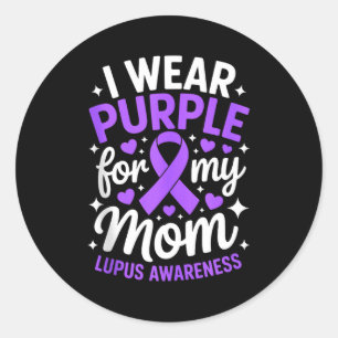 Wear purple for mum lupus awareness month sle classic round sticker