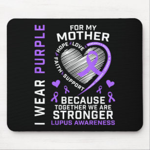 Wear Purple For Mum Lupus Awareness Ribbon Heart Mouse Pad