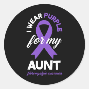 Wear Purple For My Aunt Fibromyalgia Awareness 1  Classic Round Sticker