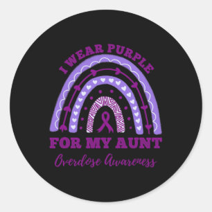Wear Purple For My Aunt Overdose Awareness Rainbow Classic Round Sticker