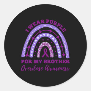 Wear Purple For My Brother Overdose Awareness Rain Classic Round Sticker