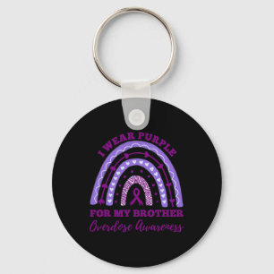 Wear Purple For My Brother Overdose Awareness Rain Key Ring