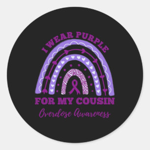 Wear Purple For My Cousin Overdose Awareness Rainb Classic Round Sticker