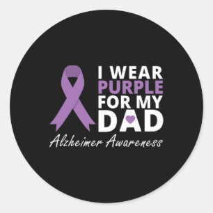 Wear Purple For My Dad Ribbon Family Love Warrior Classic Round Sticker