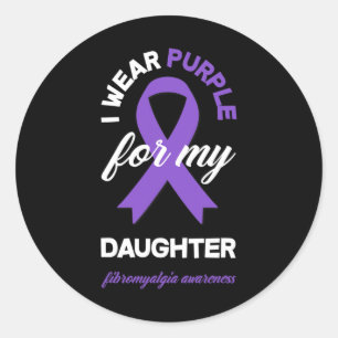Wear Purple For My Daughter Fibromyalgia Awareness Classic Round Sticker