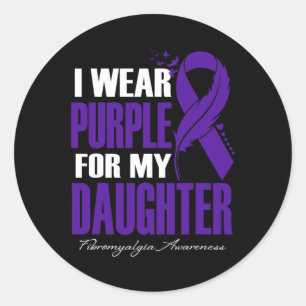 Wear Purple For My Daughter Fibromyalgia Awareness Classic Round Sticker