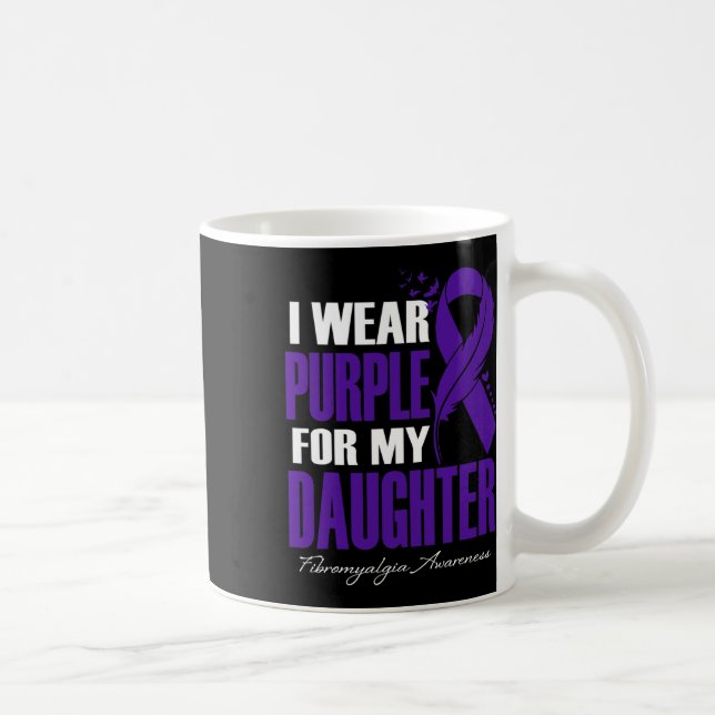 Wear Purple For My Daughter Fibromyalgia Awareness Coffee Mug (Right)