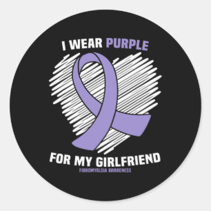 Wear Purple For My Girlfriend Fibromyalgia Awarene Classic Round Sticker