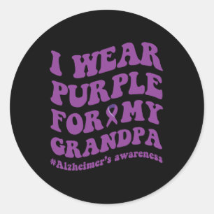 Wear Purple For My Grandpa Classic Round Sticker