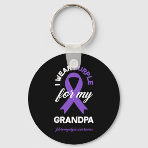 Wear Purple For My Grandpa Fibromyalgia Awareness Key Ring