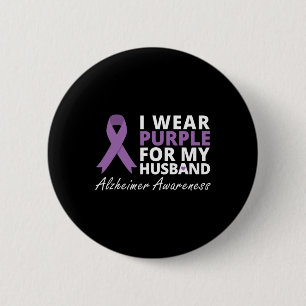 Wear Purple For My Husband Ribbon Family Love 6 Cm Round Badge