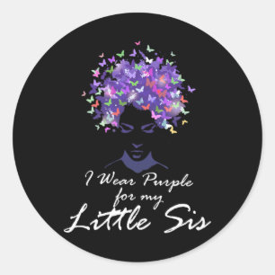 Wear Purple For My Little Sis Support Alzheimerhei Classic Round Sticker