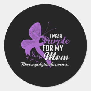 Wear Purple For My Mum Fibromyalgia Awareness Ribb Classic Round Sticker