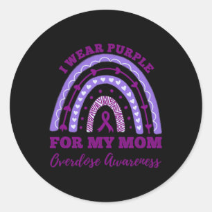 Wear Purple For My Mum Overdose Awareness Rainbow Classic Round Sticker