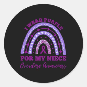 Wear Purple For My Niece Overdose Awareness Rainbo Classic Round Sticker