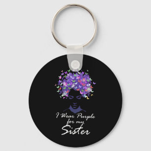Wear Purple For My Sister Support Alzheimerheimer Key Ring