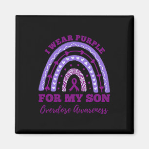 Wear Purple For My Son Overdose Awareness Rainbow  Magnet