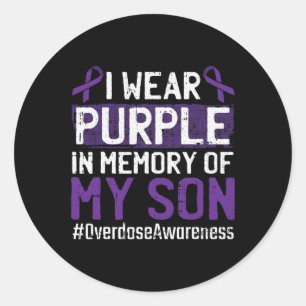 Wear Purple For My Son Overdose Awareness Ribbon Classic Round Sticker