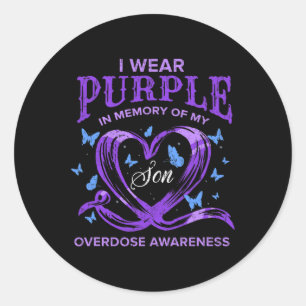 Wear Purple For My Son Overdose Awareness Vintage  Classic Round Sticker