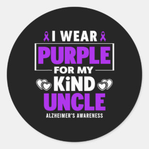 Wear Purple For My Uncle Alzheimerheimer's Awarene Classic Round Sticker
