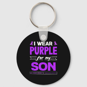 Wear purple for son alzheimer's awareness ribbon key ring