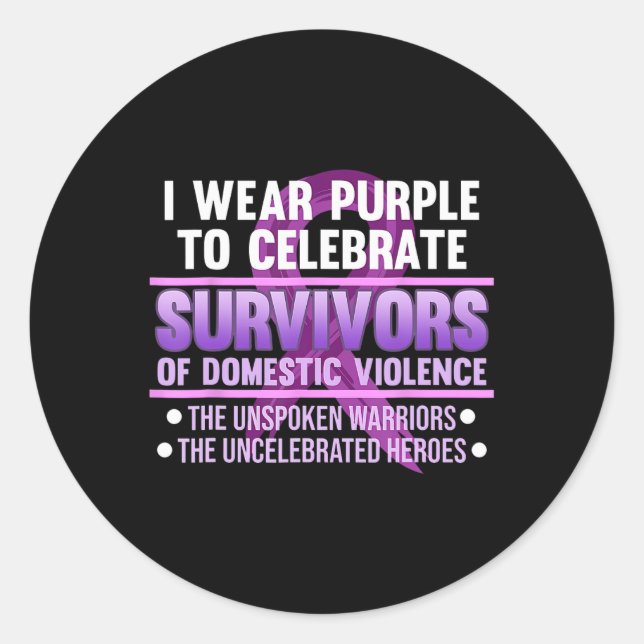 Wear Purple For Survivor Domestic Violence Awarene Classic Round Sticker (Front)