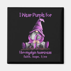 Wear Purple Gnomes Ribbon Fibromyalgia Awareness  Magnet