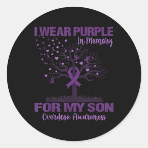 Wear Purple In Memory For My Son Overdose Awarenes Classic Round Sticker