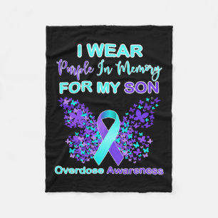 Wear Purple In Memory For My Son Overdose Awarenes Fleece Blanket