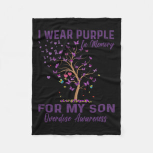 Wear Purple In Memory For My Son Overdose Awarenes Fleece Blanket