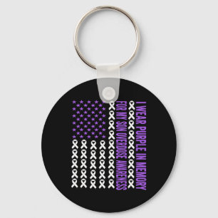 Wear Purple In Memory For My Son Overdose Awarenes Key Ring