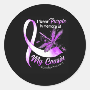 Wear Purple In Memory Of My Cousin Overdose Awaren Classic Round Sticker