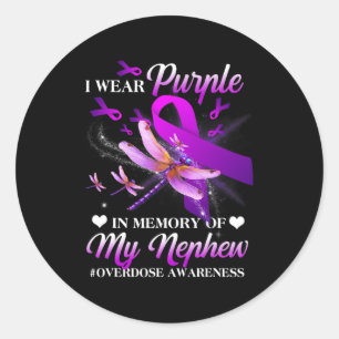 Wear Purple In Memory Of My Nephew Overdose Awaren Classic Round Sticker