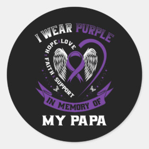 Wear Purple In Memory Of My Papa Pancreatic Cancer Classic Round Sticker