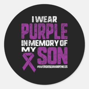 Wear Purple In Memory Of My Son Overdose Awareness Classic Round Sticker