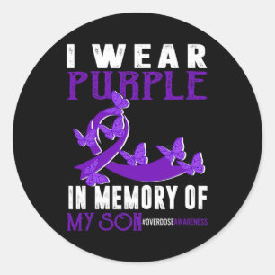 Wear Purple In Memory Of My Son Overdose Awareness Classic Round Sticker
